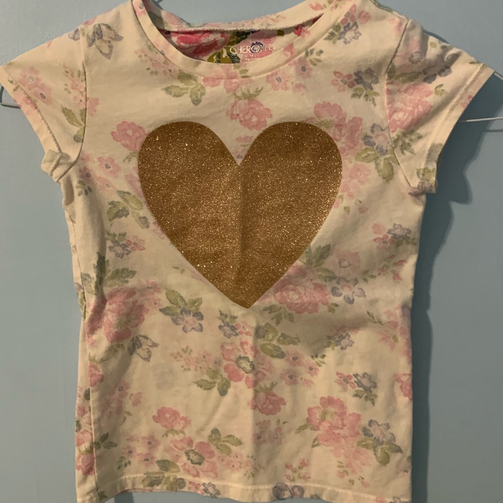 Girls Flower Design T-Shirt By Cherokee Size M